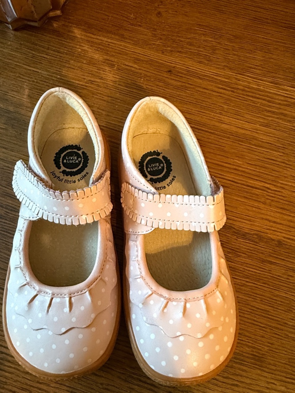 Livie & Luca Light Pink Polka Dot Mary Jane Shoes